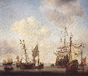 VELDE, Willem van de, the Younger Warships at Amsterdam rt oil on canvas
